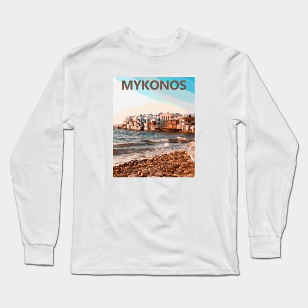 Mykonos Long Sleeve T-Shirt by greekcorner